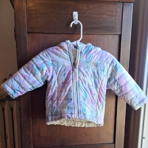 The North Face Girls Pastel Multicolor Zip Up Hooded Fleece Lined Jacket